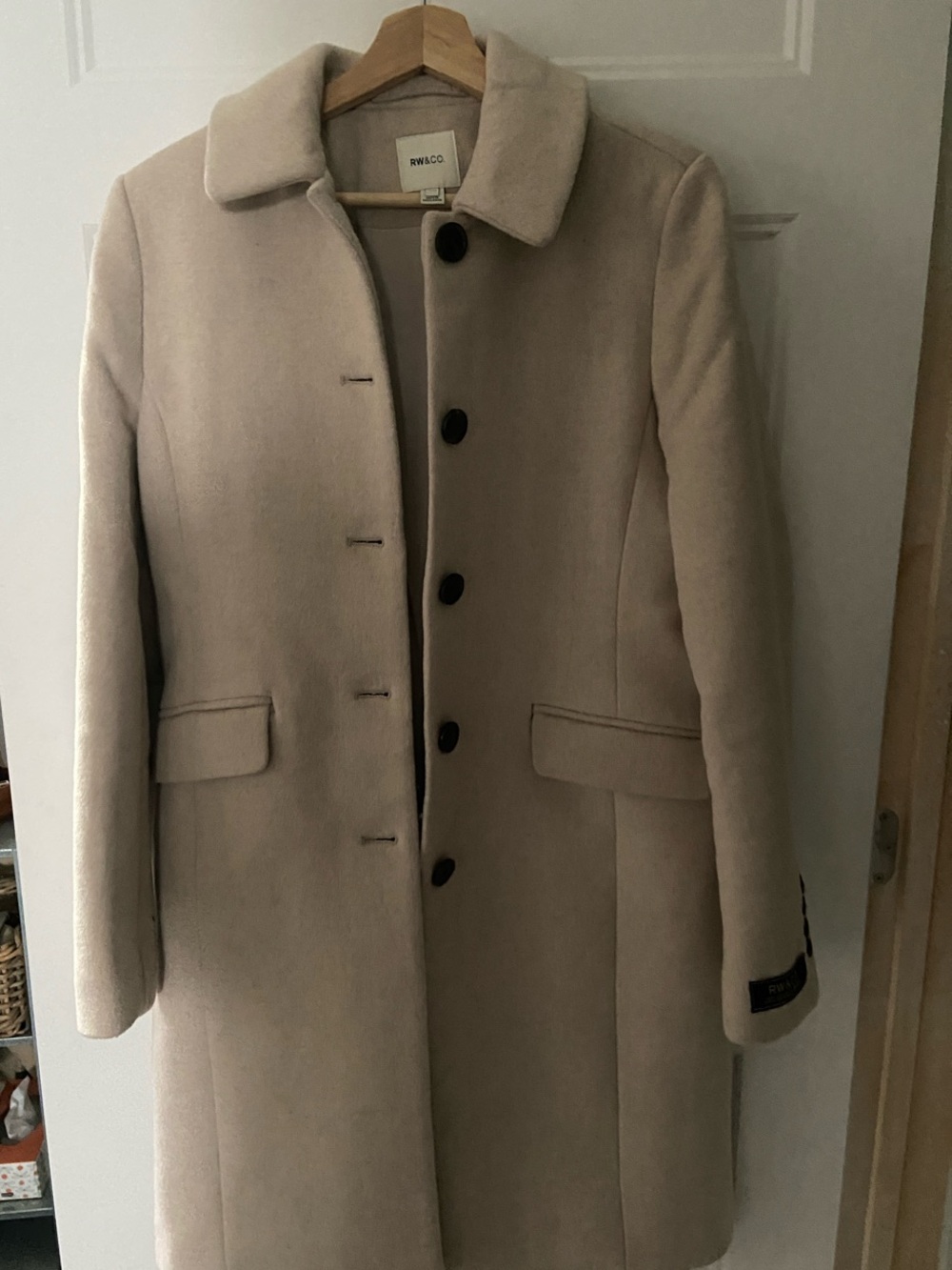 RW&CO. Women's Cream Wool-Blend Pea Coat
